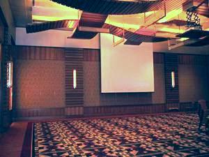 Ballroom with projector lift and screen