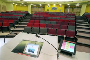 lectern with monitor and touch panel
